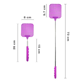Plastic Telescopic Fly Swatter, Stainless Steel Telescopic Rod Bezel, Mosquito Swatter, Suitable for Indoor/Outdoor/Classroom/Office (2 Pcs-Black) (1 Pcs-Purple) (1 Pcs-Purple)