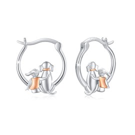 Hoop Earrings Girls, 925 Silver Girls and Dog/Cat/Horse Earrings Hoop Earrings Cat Jewellery Animal Cat Gifts for Women Children Ladies Cat Lovers, Sterling Silver