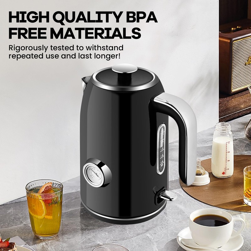 PUKOMC Electric Kettle, 1.7L Stainless Steel Tea Kettle with Temperature