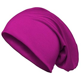 Autiga Plain Soft Jersey Slouch Beanie, Oversized Long Beanie Hat for Men and Women, Plain Colours, orchid