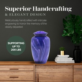 Eternal Harmony Cremation Urns for Human Ashes Adult Female & Male - Elegant Cremation Urns for Burial with Velvet Bag, Handcrafted Funeral Urns for Adult Ashes Men & Women - Violet Milo, Large