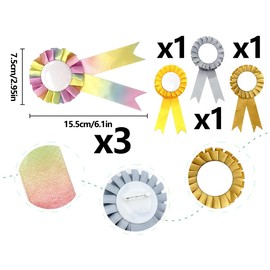 AOYEGIC Pack of 6 Hobby Horse Rosettes for Winners, Accessories for Fun Horse Accessories, Bows for Sports Events Talent Shows DIY Party Supplies (Colourful)