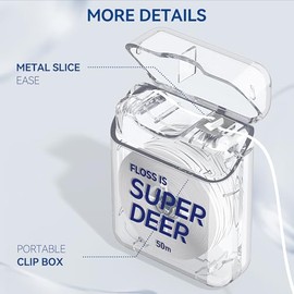 Hilo dental plano Super Deer, cinta de PTFE con sabor a menta, resistente a desgarros, se expande y estira para una limpieza profunda, suave con las encías, elimina la placa y se desliza suave