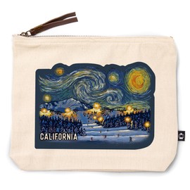 Lantern Press California, Starry Night, Ski, 100% Cotton Zipper Pouch, Travel Accessory, Go Bag