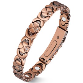 Jecanori Magnetic Copper Bracelet for Women — 3500 Gauss Magnets — Premium Fold-Over Clasp & Adjustable Length,Copper