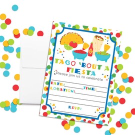 Taco "Bout a Party Mexican Fiesta Party Invitations, 20 5x7 Fill In Cards with Twenty White Envelopes by AmandaCreation