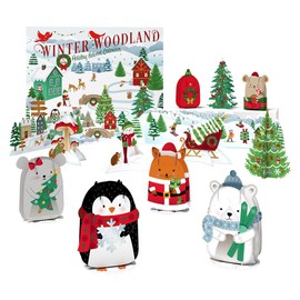 Lovepop Christmas Pop-Up Advent Calendar for Kids - 3D Greeting Cards for Son, Daughter, Niece, Nephew - Winter Woodland 12 Day Holiday - 12 pouches & 12 characters and props