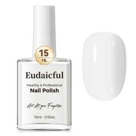 Eudaicful Milky White Nail Polish: Regular Nail Polish Quick Dry Fingernail Polish for Women Non-Gel Air Drying Nail Strengthener, Nail Lacquer for Nail Art Manicure Home DIY, 15ML