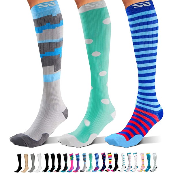 SB SOX 3-Pair Compression Socks (15-20mmHg) for Men & Women