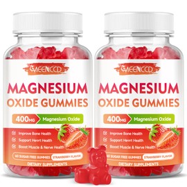 MEENCCD Paquete de 2 gomitas de óxido de magnesio de 400 mg, suplemento masticable de óxido de magnesio para adultos y niños, apoyo para nervios y... 