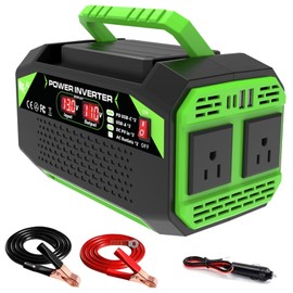 600W Power Inverter, 12V DC to 110V AC Converter with LED Display, 2 AC Outlets, 2 PD 25W Type-C, 2 QC 18W USB-A(4.2A)，2 DC Port, for Road Trips Laptop Computer