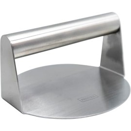 NERTHUS FIH 1481 Grillpresse, Edelstahl, 14 cm Durchmesser, ideal für Smash Burgers, Fleisch und Grill, Grau