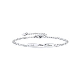 JSDDE Personalisiert Armband mit Gravur Partnerarmband Armreif für Paar Freundschaftsarmband Personalisierte Geschenke für Damen Herren (Silber, Damenarmband 18-23cm)