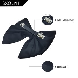 SXQLYH Bow Hair Clip Satin, Women's Hair Clips with Large Bow, Women Hair Bows Hair Clips French Hair Clips Ballerina Bow, Elegant Satin Hair Accessories (Black)