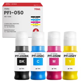 PFI-050 Pigment Ink Tank Set Replacement for Canon PFI-050 PFI050 PFI 050 Ink Cartridge Works with imagePROGRAF TC-20 TC-20M Large Format Printes, 4 Pack PFI-050 Pigment Ink Tank Kit