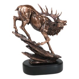 Large Bellowing Wapiti Bull Elk Deer Rustic Bronze Electroplated Finish Statue