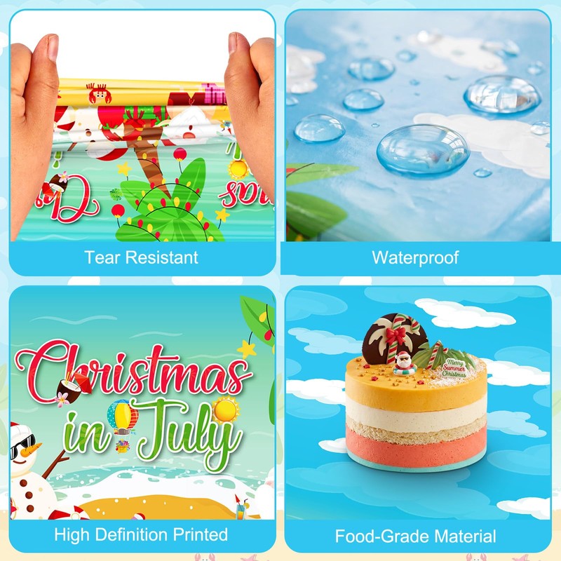 Christmas in July Decorations Tablecloth, 2 Pcs Summer Xmas Table