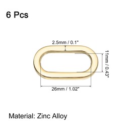 uxcell 6 Pcs Metal Oval Ring, 1 1/4" Flat Oval Ring Buckle Belt Fastener Strap Keeper Loop for DIY Leather Purse Bags Handbag Straps, Gold Tone
