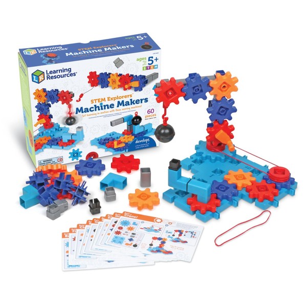 Learning Resources STEM Explorers Machine Makers, 60 Pieces, Ages 5+, STEM Toys, STEM Building Toys, STEM Kits, Engineering Toys, Build it Yourself Toys,Stocking Stuffers
