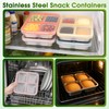 Stainless Steel Snack Containers, 4 Compartment Bento Snack Box with