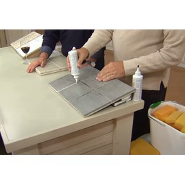 Grout Finish Kit - The Professional's Choice - Color and Seal Grout - Prevents Stains and Creates Easy to Clean Grout - 8oz Bottle, Wheel applicator, Brush applicator, and Scrub pad (Light Grey)