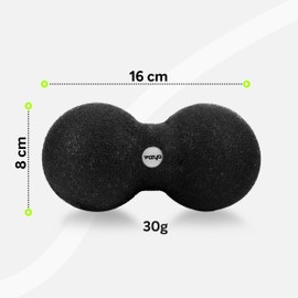 Fizyo Duoball 16x8 cm - Faszienball für Rücken, Nacken & Triggerpunkt Therapie, EPP Massageball für Wirbelsäule, Physiotherapie & Schmerzlinderung, Doppelball für Tiefengewebsmassage - Schwarz