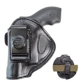 Maxx Carry Multi-Carry 4-Way OWB & IWB Premium Leather Gun Holster fits Ruger LCR, LCRx, SP101 | S&W Bodyguard 38 Special, M&P 340 | Taurus 85, 605, 856 and Other Snub Nose.