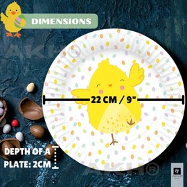 AKH® Easter Paper Plates 22cm Disposable Plates Cute Rabbit and Easter Egg Design Pastel Party Tableware for Celebrations, Spring Gatherings and Kids Parties Pack of 16