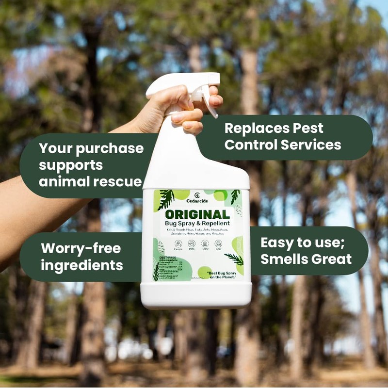 Cedarcide Original Bug Spray | Repel & Kill Fleas, Ticks,