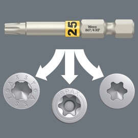 Wera 060509 Screwdriver Bit for Torx Inner Screws, 0.25 inch (6.35 mm), Blade Size TX25, Total Length 2.0 inches (50 mm)