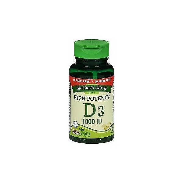Nature's Truth High Potency D3 1000 IU Vitamin Supplement Softgels
