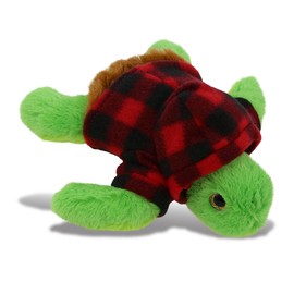 DolliBu Sea Turtle Stuffed Animal with Plaid Red Hoodie Sweater and Personalization - Cute Turtle Plush Lumberjack Stuffed Toy with Plaid Jacket Dress Up for Christmas, Holiday, and Winter - 8 Inches