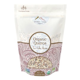 Andean Foods Organic Tricolor Quinoa PREMIUM QUALITY Superfood Grain Non-GMO, Gluten Free, Vegan, 1 lb, 16 oz