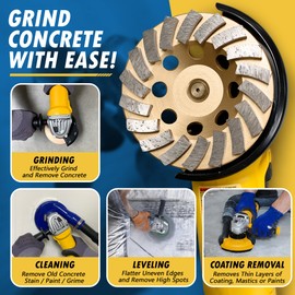 7" Diamond Grinding Wheels for Concrete or Masonry, 12 Turbo Segments, #30/40 Grit, Medium Bond, 5/8"-11 Arbor