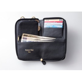 Roberto Ricci Indigo Dyeing 2-Way Multi-functional Wallet, Adult Smartphone Pouch, Shoulder Bag, Wallet, Coin Purse, Travel Pouch, Travel, Genuine Leather, Passport, blue