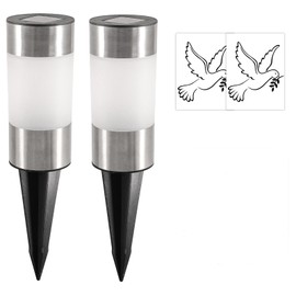 ASOFTY 2 Stück Solar LED Grablicht, Solar Grableuchte mit 2 Erdspieß und Aufkleber, LED Grabkerze, Outdoor Grablicht Solarbetrieben für Grabdeko, Erinnerung (Warmweiß)