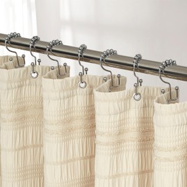 Siiluminisoy Beige Shower Curtain Farmhouse Shower Curtain Cotton Blend Striped Shower Curtains for Bathroom Shabby Chic Rustic Decor 72 x 72