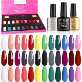 Lavanda Violets Soak-off UV Gel Esmalte de Uñas Kit con Base Top Gel 18 Colores Gel de Uñas para Hogar Salón de Uñas Arte de Uñas 997                 
