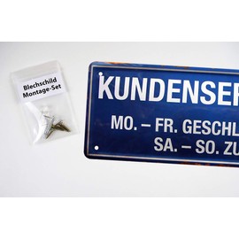 Tin Sign Customer Service – Notice Sign Opening Hours – Decorative Room, Apartment, Entrance – Decoration Sign Front Door – Metal Sign Office, Company, Work, Workshop, Job, Branch – 28 x 12 cm