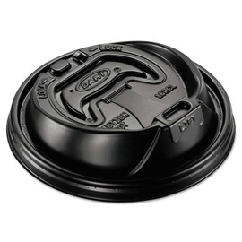 Optima Hot Cup Lids, 12-24oz Cups, Black, 100/Sleeve, 10 Sleeves/Carton