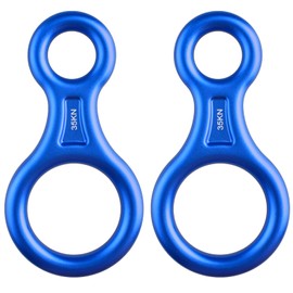 TRIWONDER 50KN Rock Climbing Figure 8 Descender Rescue Belay Device Stop Descender and Carabiner Rock Rappelling Gear (Black)