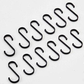 YFelomatric Aluminium S Hooks Pack of 12, Black, Suitable for Kitchen, Bathroom, Living Room, Outdoor