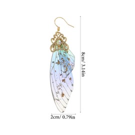 Generic 1 Pair Butterfly Wing Drop Earrings Butterfly Dangle Earrings Wing Earrings Long Fairy Butterfly Earrings for Women Girls Teens Jewelry (Foil Blue)