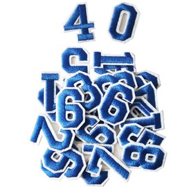 Harsgs 40PCS Iron on Numbers Patches, Embroidered Patches Numbers 0-9 Applique for Clothes, Dress, Hat, Jeans, DIY Accessories, Blue