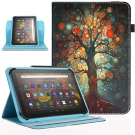 Pudazvi Universal 10 10.1 Inch Android Tablet Case,360 Degree Rotatable Kickstand Multiple Viewing Stand Case Cover for 9.6" 10" 10.1" 10.5" and All 9.5-10.5 Inch Touchscreen Tablet,Dream Tree
