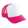 Otto Polyester Foam Front 5 Panel High Crown Mesh Back Trucker Hat - H.Pnk/Wht/H.Pnk