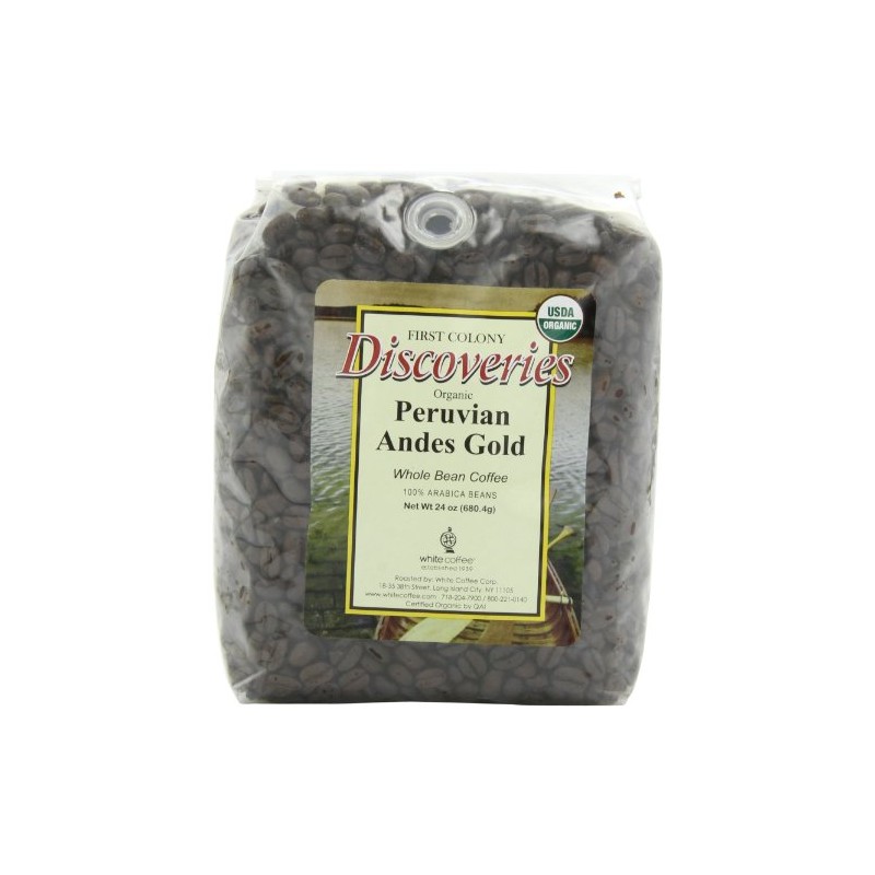 First Colony Organic Whole Bean Coffee, Peruvian Andes Gold, 24-Ounce