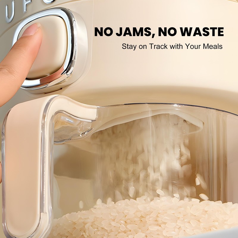 UFORU Rice Dispenser, Rice Storage Container with Measuring Cup for