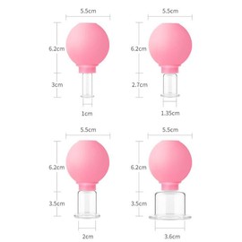 Horuili® 4 Stück Schröpfglas Set mit Silikon Saugball | Gesicht Vakuum Massage Schröpfen | Wiederverwendbares Schröpfset für den ganzen Körper