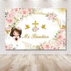 MEHOFOND 7x5ft Mi Bautizo Backdrop Boho Baptism God Bless First